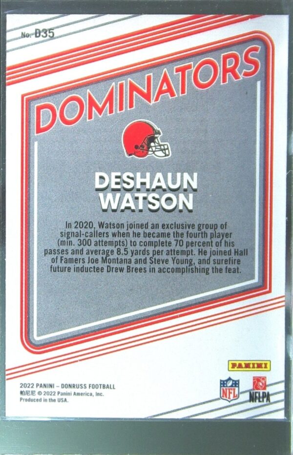 2022 Donruss Deshaun Watson #D35 Browns Dominators - Image 3