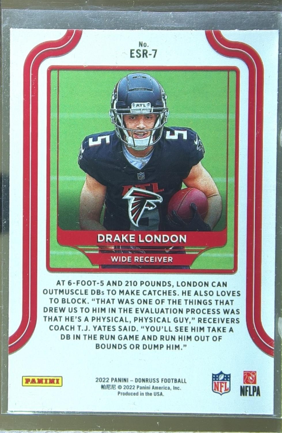 2022 Donruss Drake London #ESR-7 Falcons Elite Series Rookies - Image 3