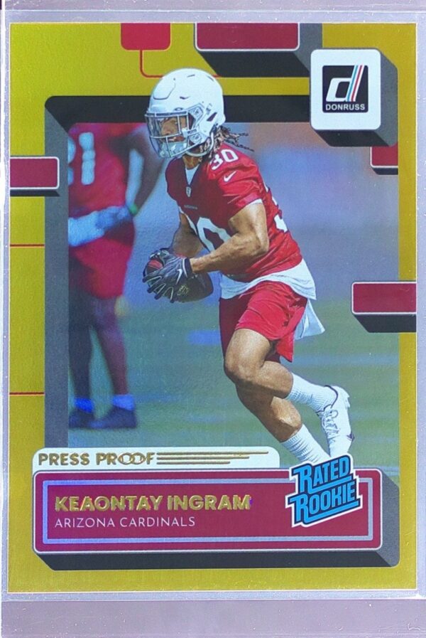 2022 Donruss Keaontay Ingram Yellow Press Proof RC #349 Cardinals