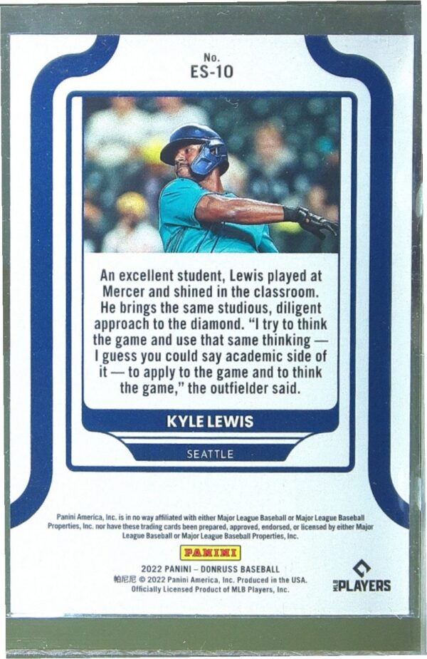 2022 Donruss Kyle Lewis #ES-10 Mariners Elite Series Vector - Image 3