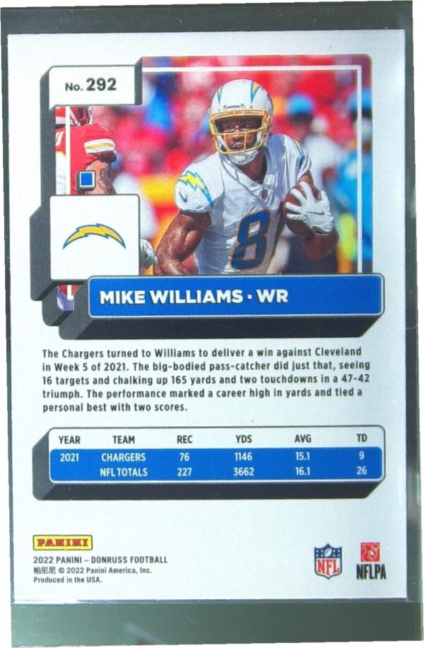 2022 Donruss Mike Williams Press Proof Red #292 Chargers - Image 3