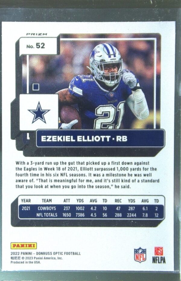 2022 Donruss Optic Ezekiel Elliott Holo #52 Cowboys - Image 3