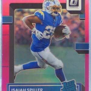 2022 Donruss Optic Isaiah Spiller Pink RC #216 Chargers