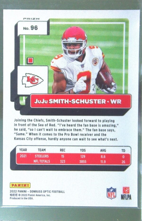2022 Donruss Optic JuJu Smith-Schuster Blue /179 #96 Chiefs - Image 3
