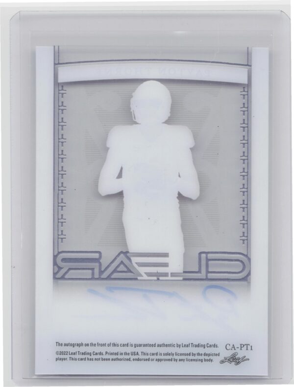 2022 Leaf Trinity Clear Platinum Autographs Payton Thorne Auto /99 #CA-PT1 Spart - Image 3