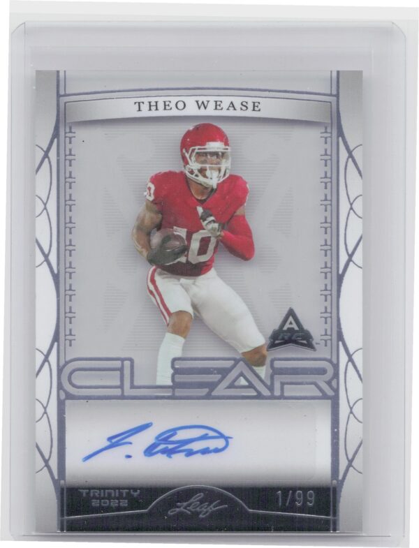 2022 Leaf Trinity Theo Wease Auto /99 #CA-TW1 Sooners Clear Autographs Silver