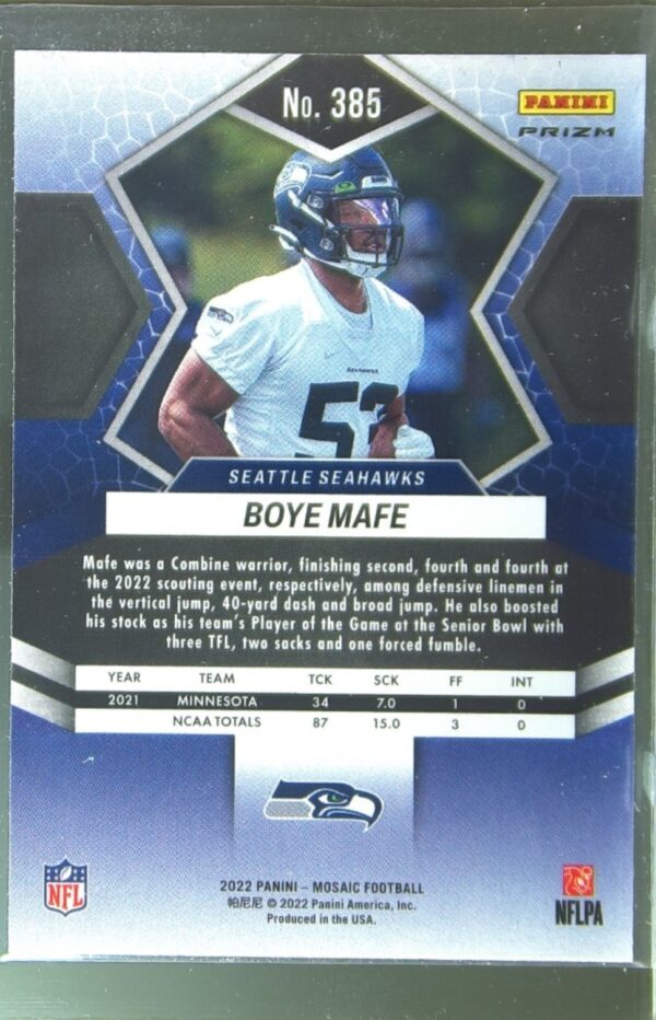 2022 Mosaic Boye Mafe Mosaic Green #385 Seahawks - Image 3