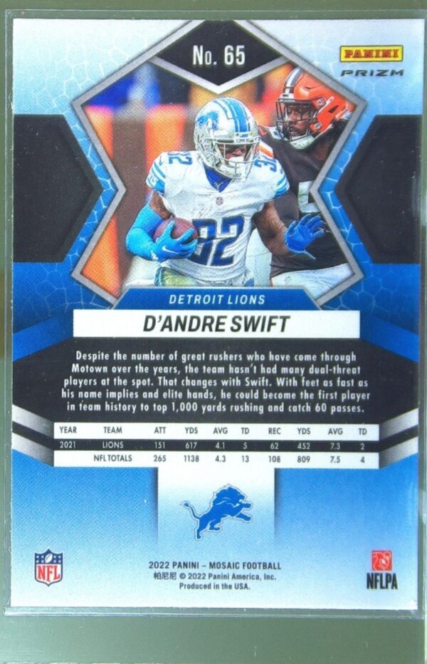 2022 Mosaic D'Andre Swift Mosaic Red #65 Lions - Image 3