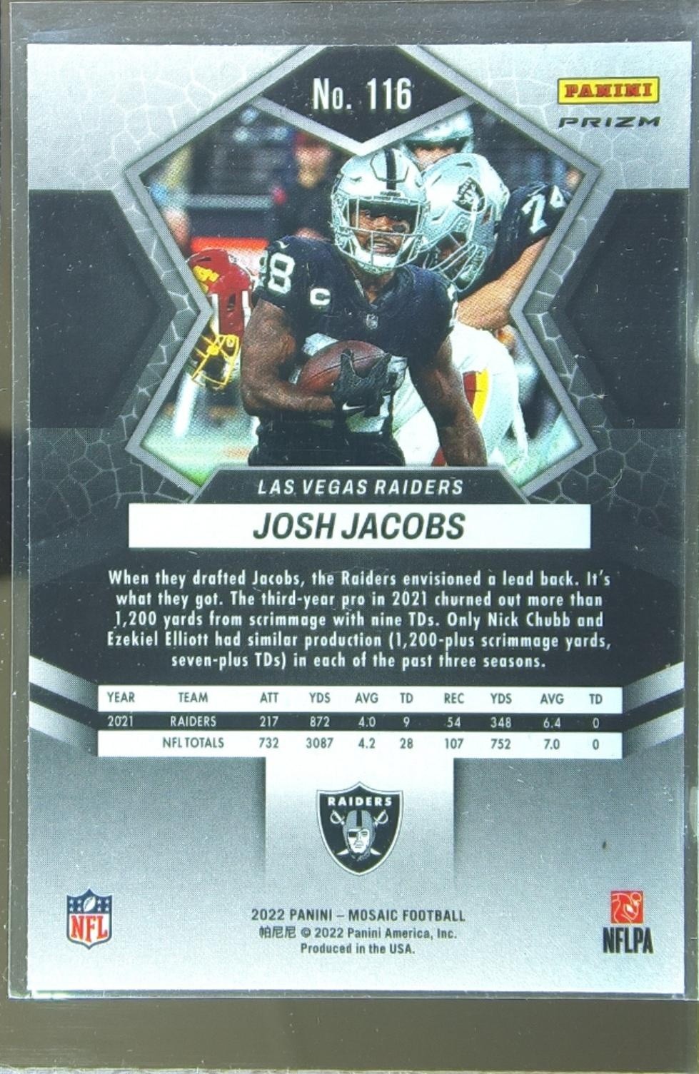 2022 Mosaic Josh Jacobs Silver #116 Raiders - Image 3
