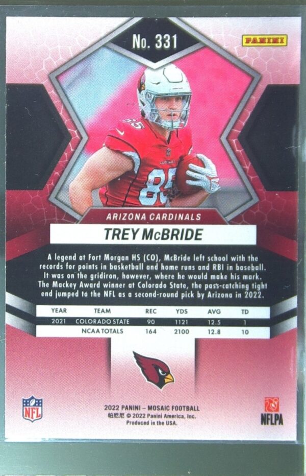 2022 Mosaic Trey McBride RC #331 Cardinals - Image 3
