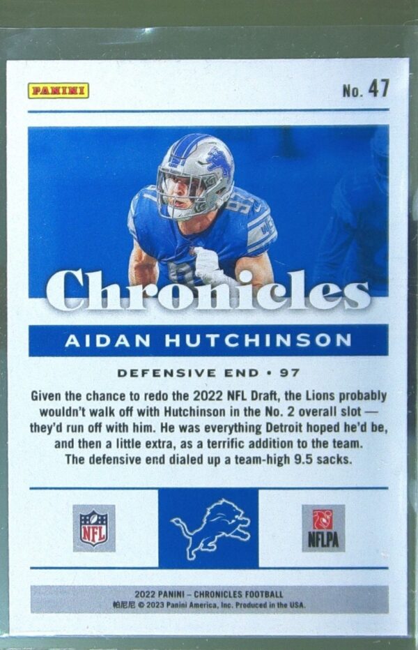 2022 Panini Chronicles Aidan Hutchinson #47 Lions - Image 3