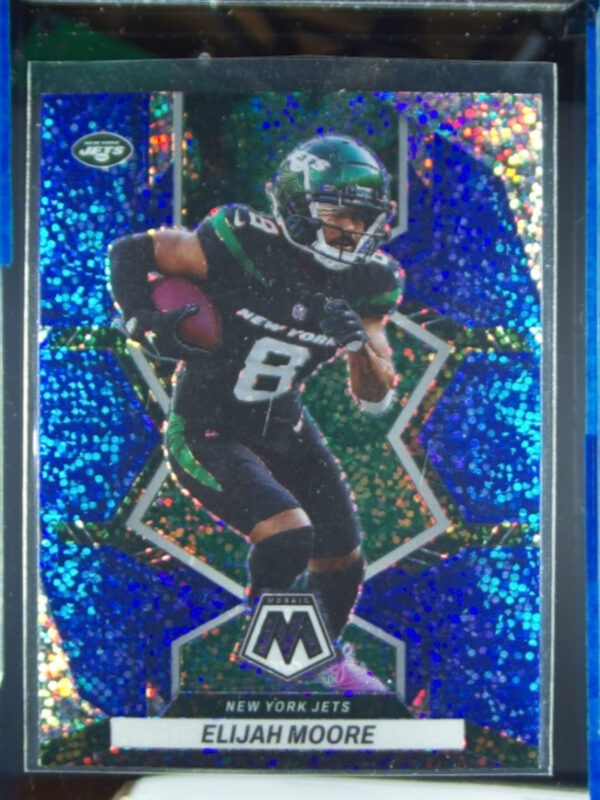 2022 Panini Mosaic Elijah Moore Sparkle Blue SP #153 Jets