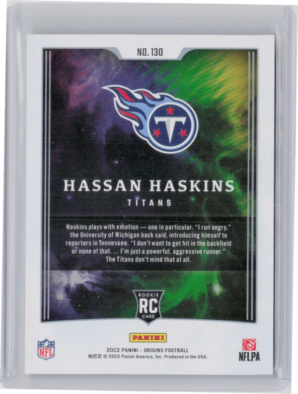 2022 Panini Origins Hassan Haskins RC #130 Titans - Image 3