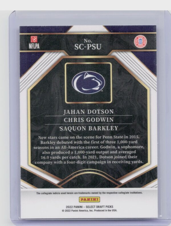 2022 Panini Select Draft Picks Chris Godwin / Jahan Dotson / Saquon Barkley #SC- - Image 3