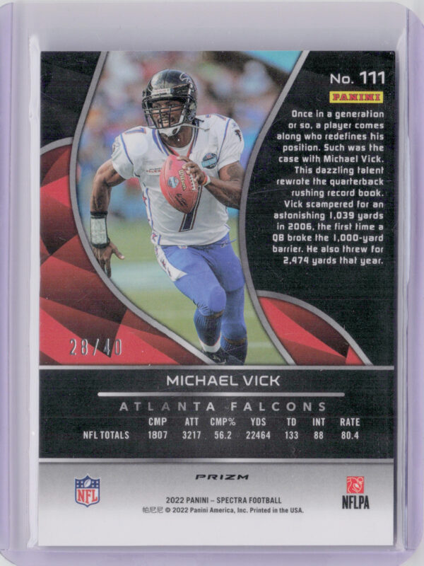 2022 Panini Spectra Michael Vick Astral SN40 #111 Falcons - Image 3