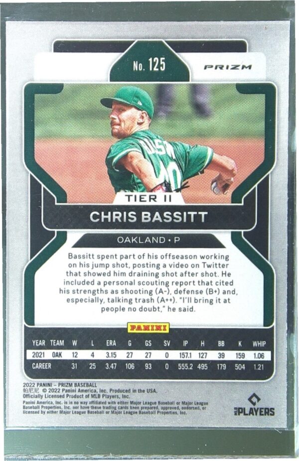 2022 Prizm Chris Bassitt Navy Blue / Carolina Blue Prizm #125 Athletics - Image 3