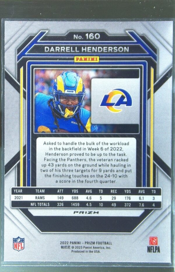 2022 Prizm Darrell Henderson Green #160 Rams - Image 3