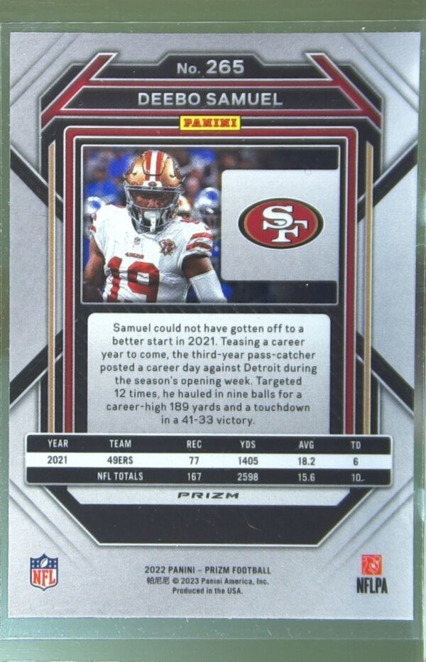 2022 Prizm Deebo Samuel Green #265 49ers - Image 3