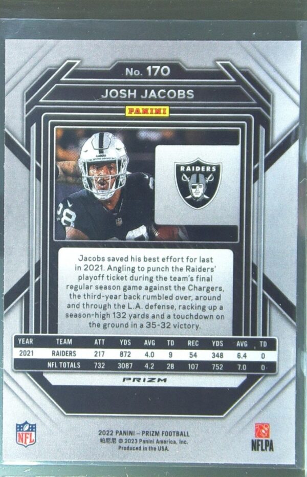 2022 Prizm Josh Jacobs Silver #170 Raiders - Image 3