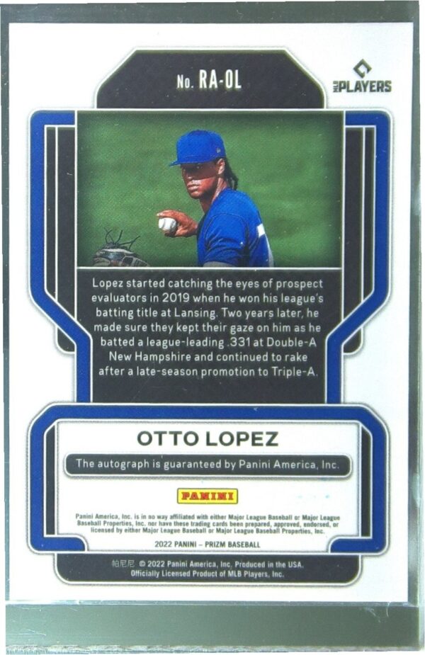 2022 Prizm Otto Lopez Auto RC #RA-OL Jays Rookie Autographs - Image 3