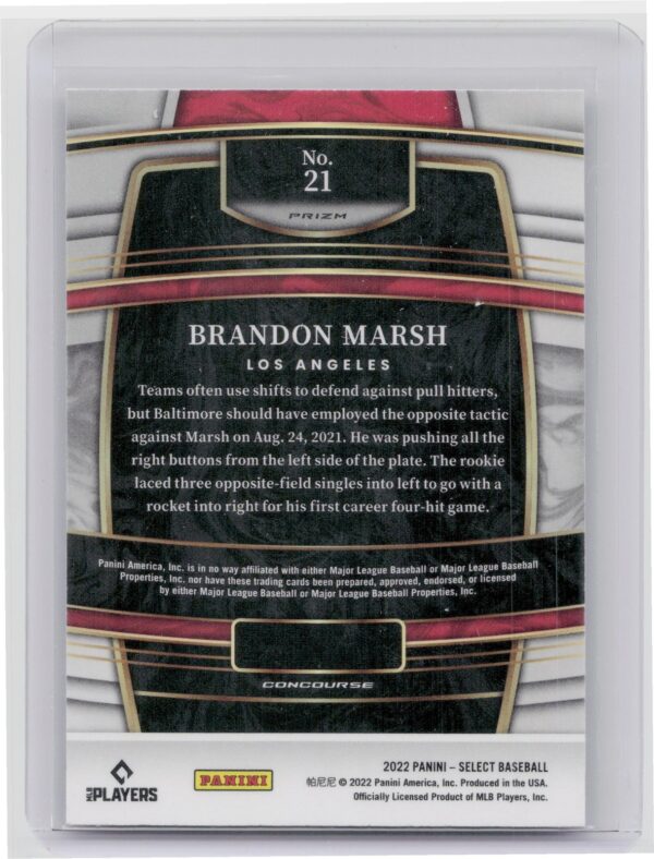 2022 Select Brandon Marsh Rookie #21 Angels - Image 3