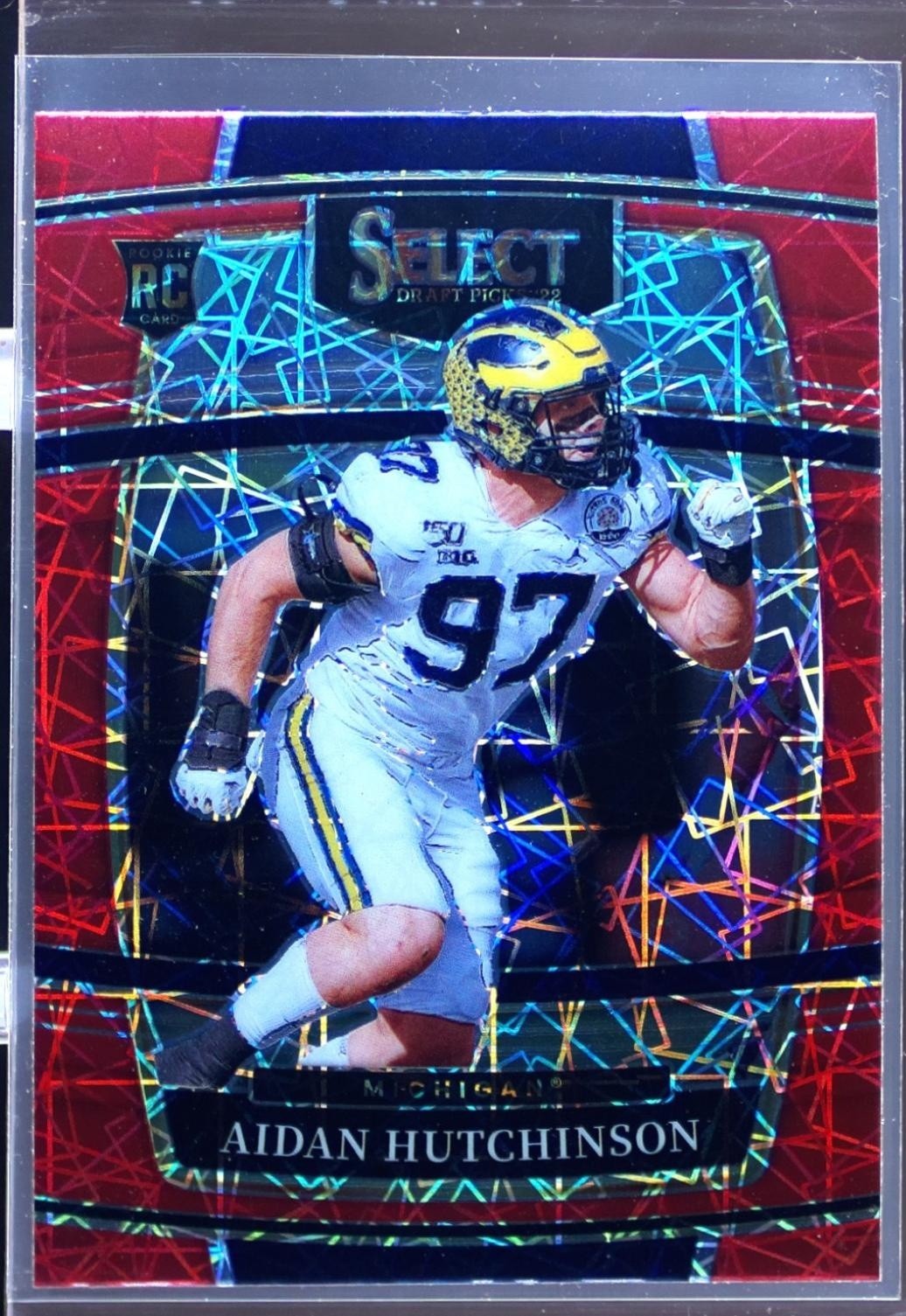 2022 Select Draft Picks Aidan Hutchinson Red Lazer Prizm RC #33 Wolverines