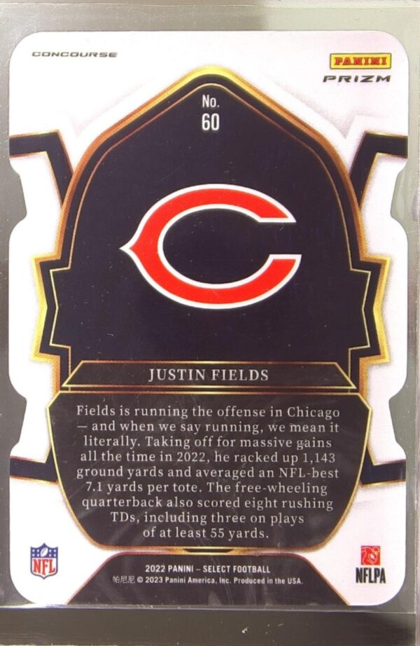 2022 Select Justin Fields Green and Yellow Prizm Die-Cut #60 Bears - Image 3