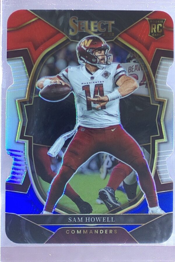 2022 Select Sam Howell Red and Blue Prizm Die Cut RC #76 Commanders
