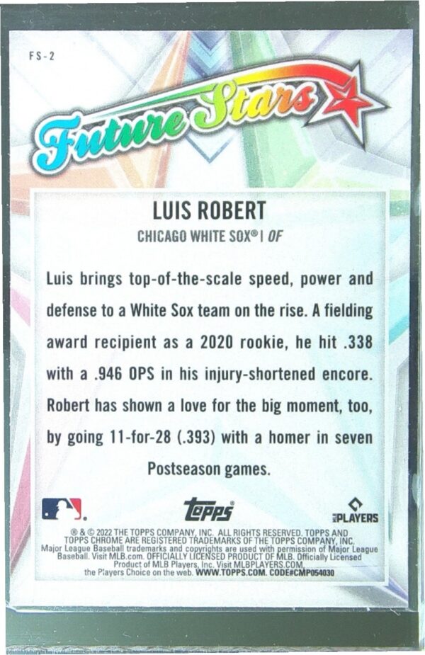 2022 Topps Chrome Luis Robert #FS-2 Sox Future Stars - Image 3