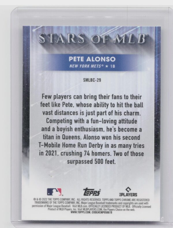 2022 Topps Pete Alonso #SMLB-29 Mets Stars of MLB - Image 3