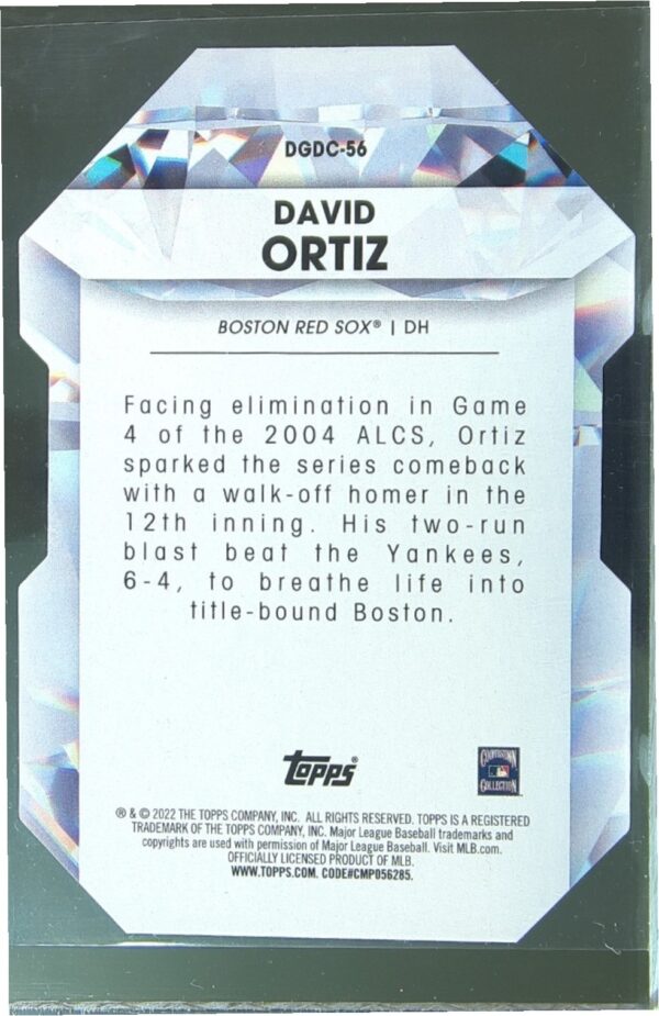 2022 Topps Update David Ortiz #DGDC-56 Sox Diamond Greats Die Cuts - Image 3