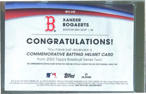 2022 Topps Xander Bogaerts #BH-XB Sox Batting Helmet Commemorative Relic - Image 3