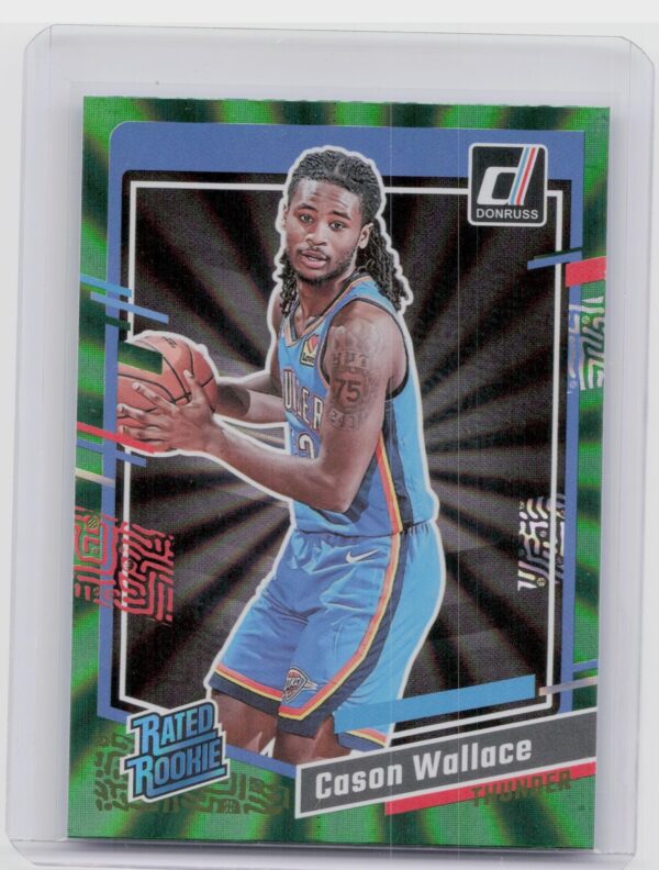 2023-24 Donruss Cason Wallace Green Laser Holo RC #231 Thunder