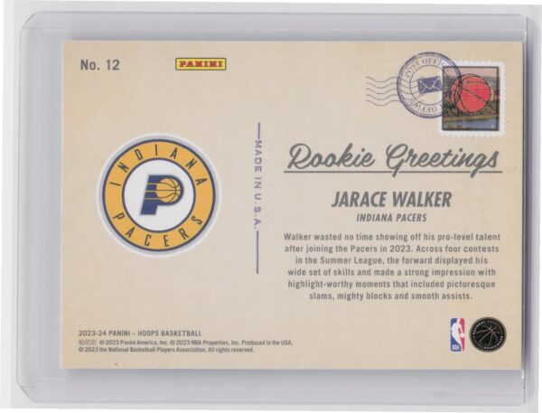2023-24 Hoops Jarace Walker Rookie Greetings #12 Pacers - Image 3