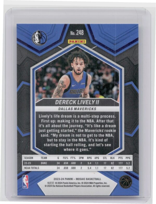 2023-24 Panini Mosaic Dereck Lively II Rookie #248 Mavericks - Image 3