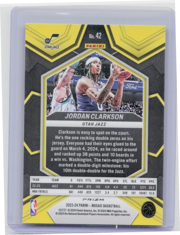 2023-24 Panini Mosaic Jordan Clarkson Silver 42 Jazz - Image 3