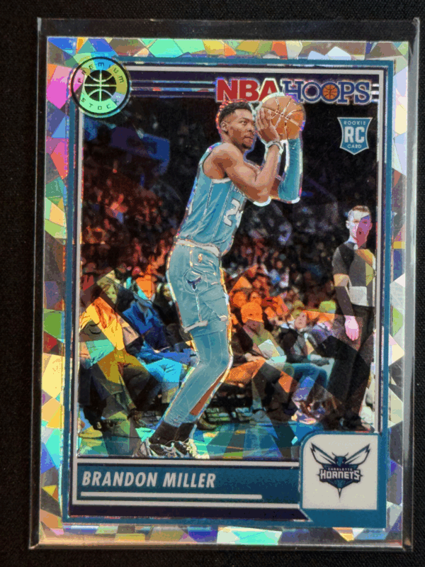 2023-24 Panini NBA Hoops Premium Stock Brandon Miller Cracked Ice Rookie RC Horn