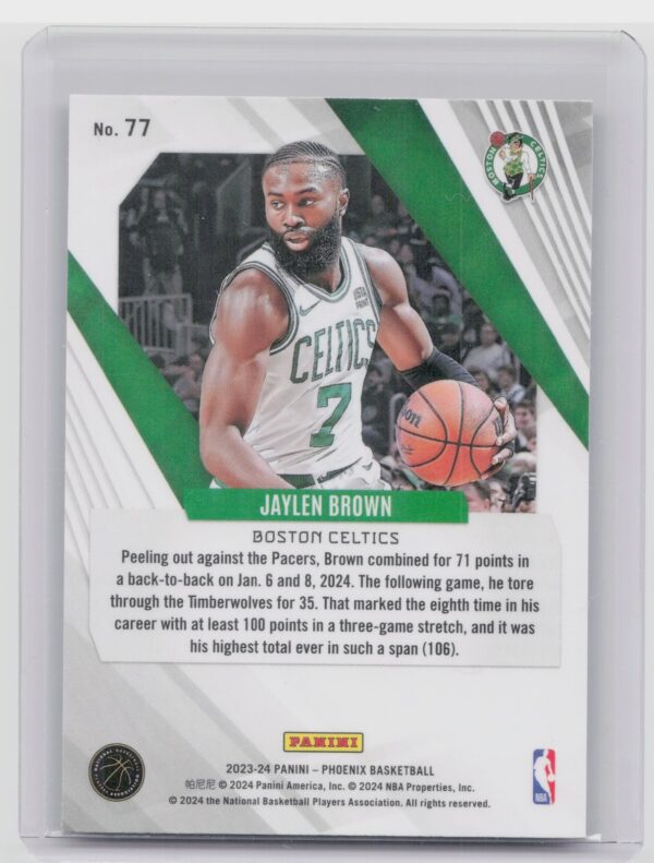 2023-24 Panini Phoenix Jaylen Brown Phoenix Teal Lazer 77 Celtics - Image 3