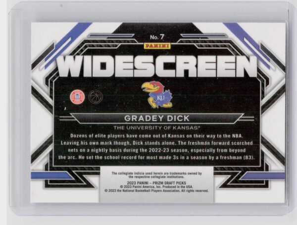 2023-24 Panini Prizm Draft Picks Gradey Dick Wide-screen Rookie #7 Jayhawks - Image 3