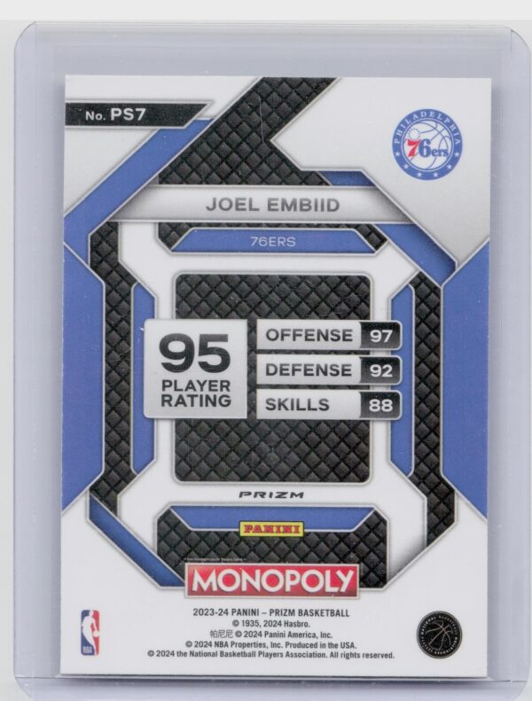 2023-24 Panini Prizm Monopoly Joel Embiid #PS7 76ers All Star - Image 3