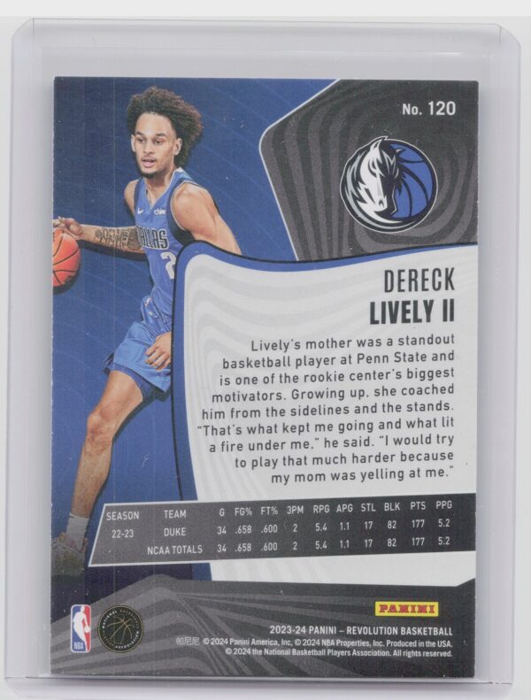 2023-24 Panini Revolution Dereck Lively II RC #120 Mavericks - Image 3