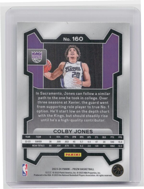 2023-24 Prizm Colby Jones Rookie RC #160 Kings - Image 3