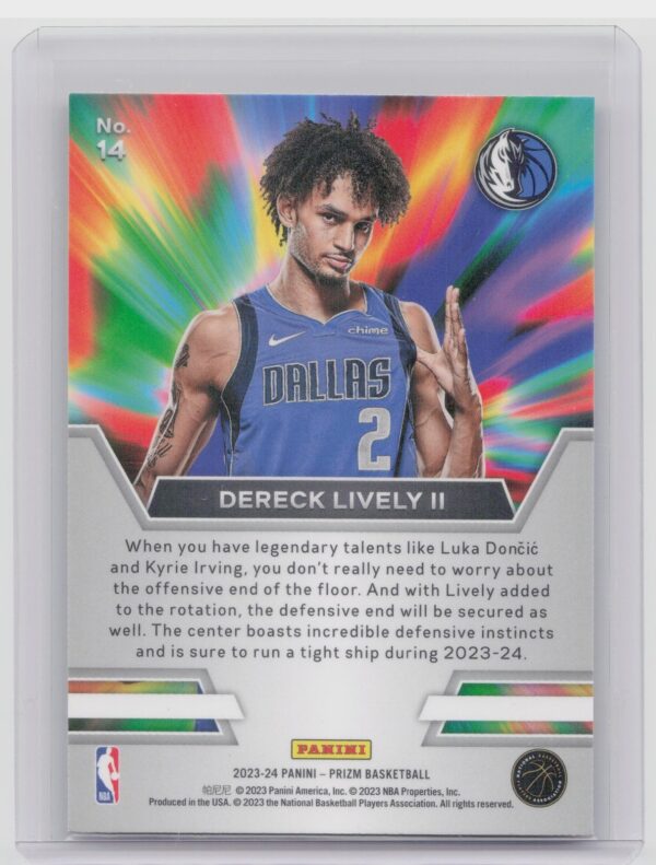 2023-24 Prizm Dereck Lively II Instant Impact Rookie RC #14 Mavericks - Image 3
