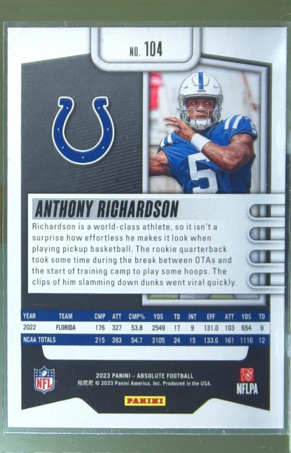 2023 Absolute Anthony Richardson Retail RC #104 Colts - Image 3