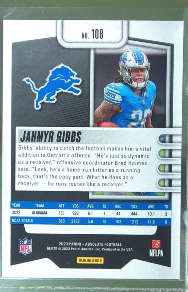 2023 Absolute Jahmyr Gibbs Retail RC #108 Lions - Image 3