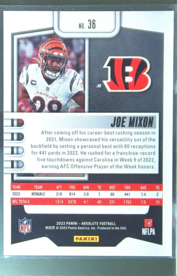 2023 Absolute Joe Mixon Green #36 Bengals - Image 3