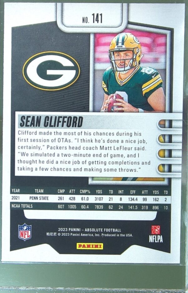 2023 Absolute Sean Clifford Retail RC #141 Packers - Image 3