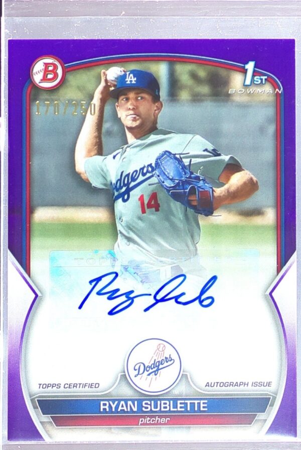 2023 Bowman Ryan Sublette Auto /250 #PPA-RS Dodgers Prospect Autographs Purple