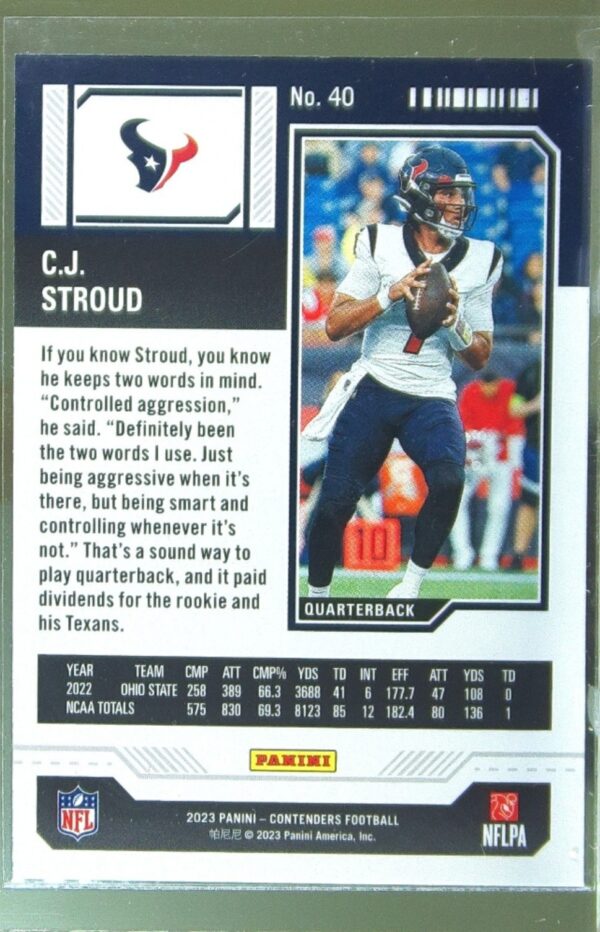 2023 Contenders C.J. Stroud RC #40 Texans - Image 3