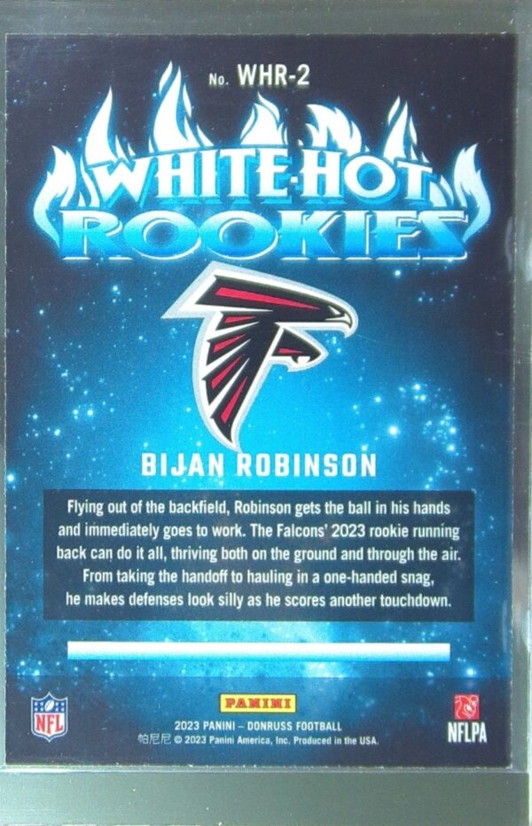 2023 Donruss Bijan Robinson RC #WHR-2 Falcons White Hot Rookies - Image 3